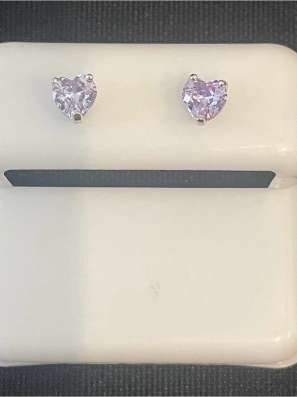 Purple Moissanite heart stud pushback earrings 925 sterling